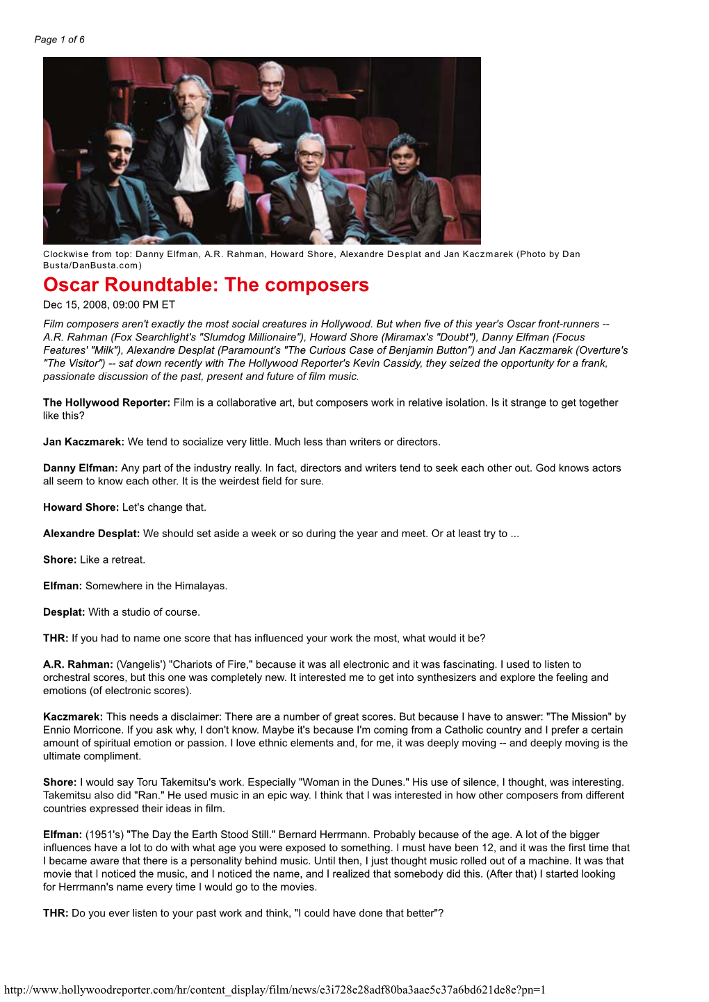 Oscar Roundtable: the Composers