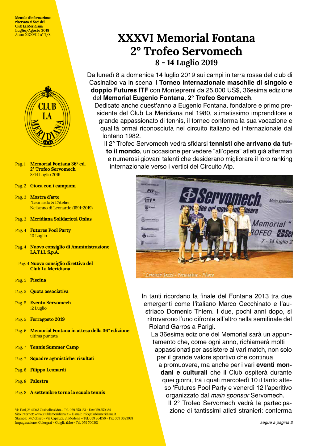 XXXVI Memorial Fontana 2° Trofeo Servomech