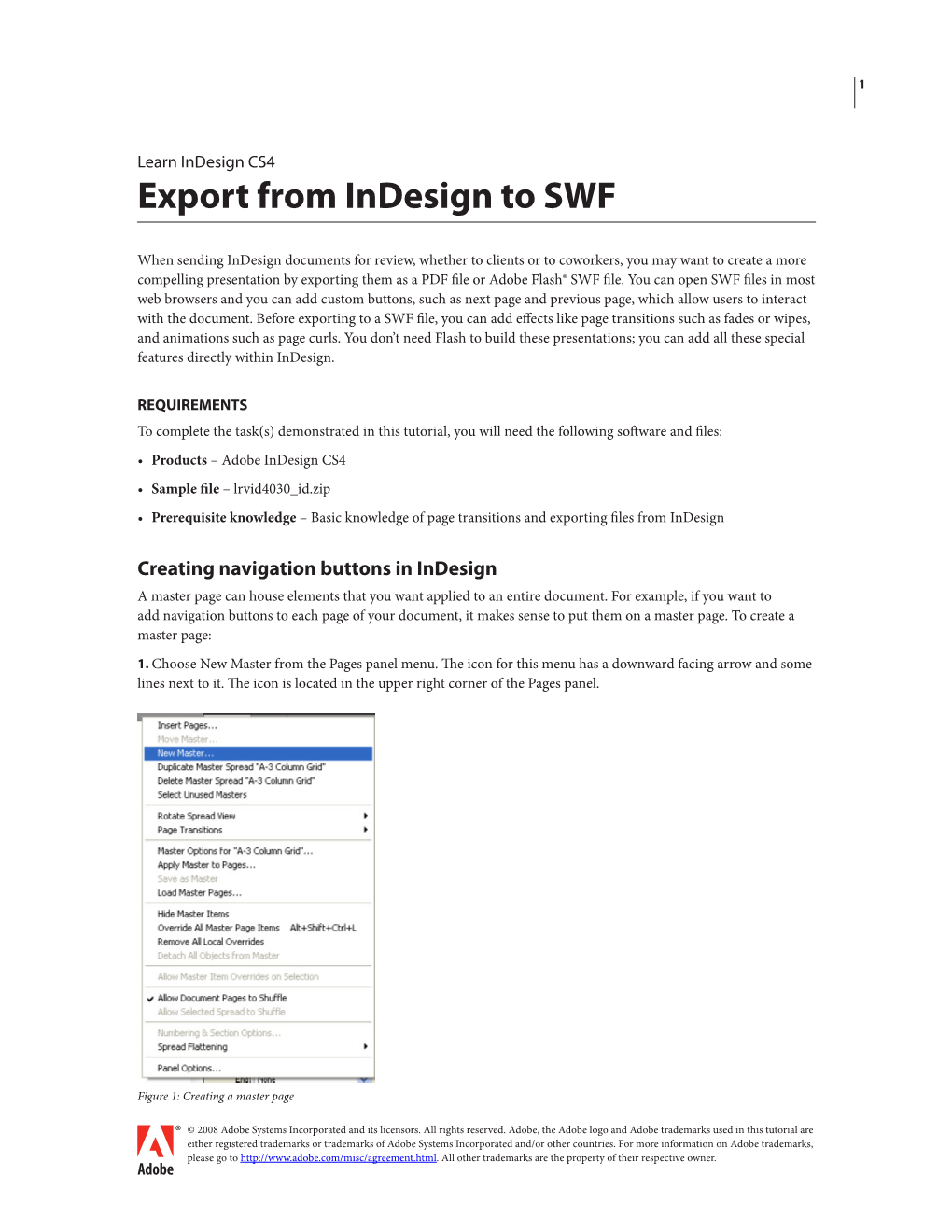 Export from Indesign to SWF