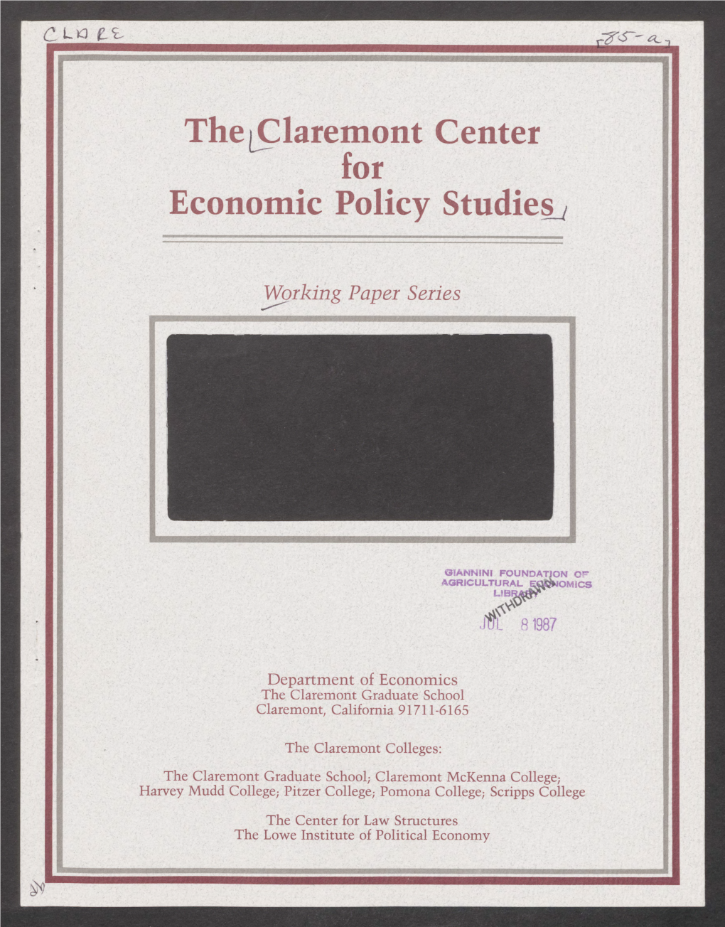 The Paremont Center for Economic Policy Studies