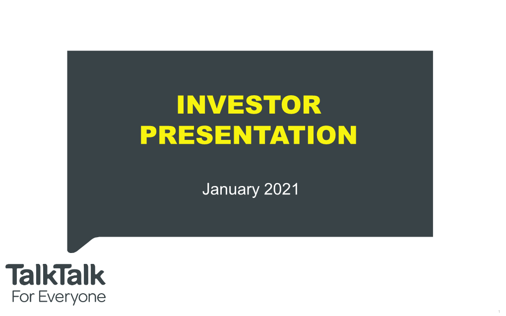 Talktalk Bond Investor Presentation