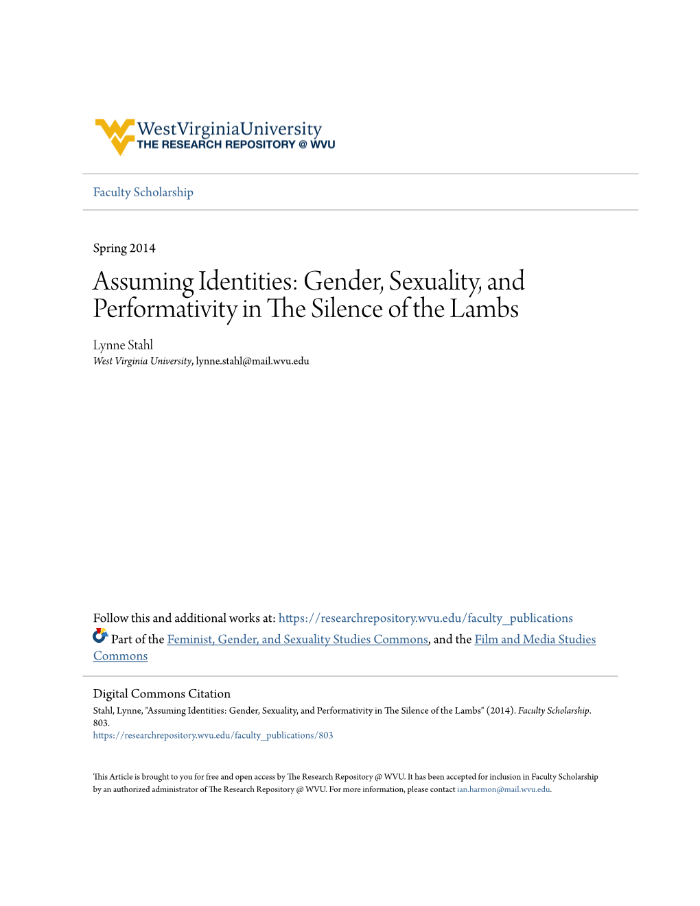 Gender, Sexuality, and Performativity in the Silence of the Lambs