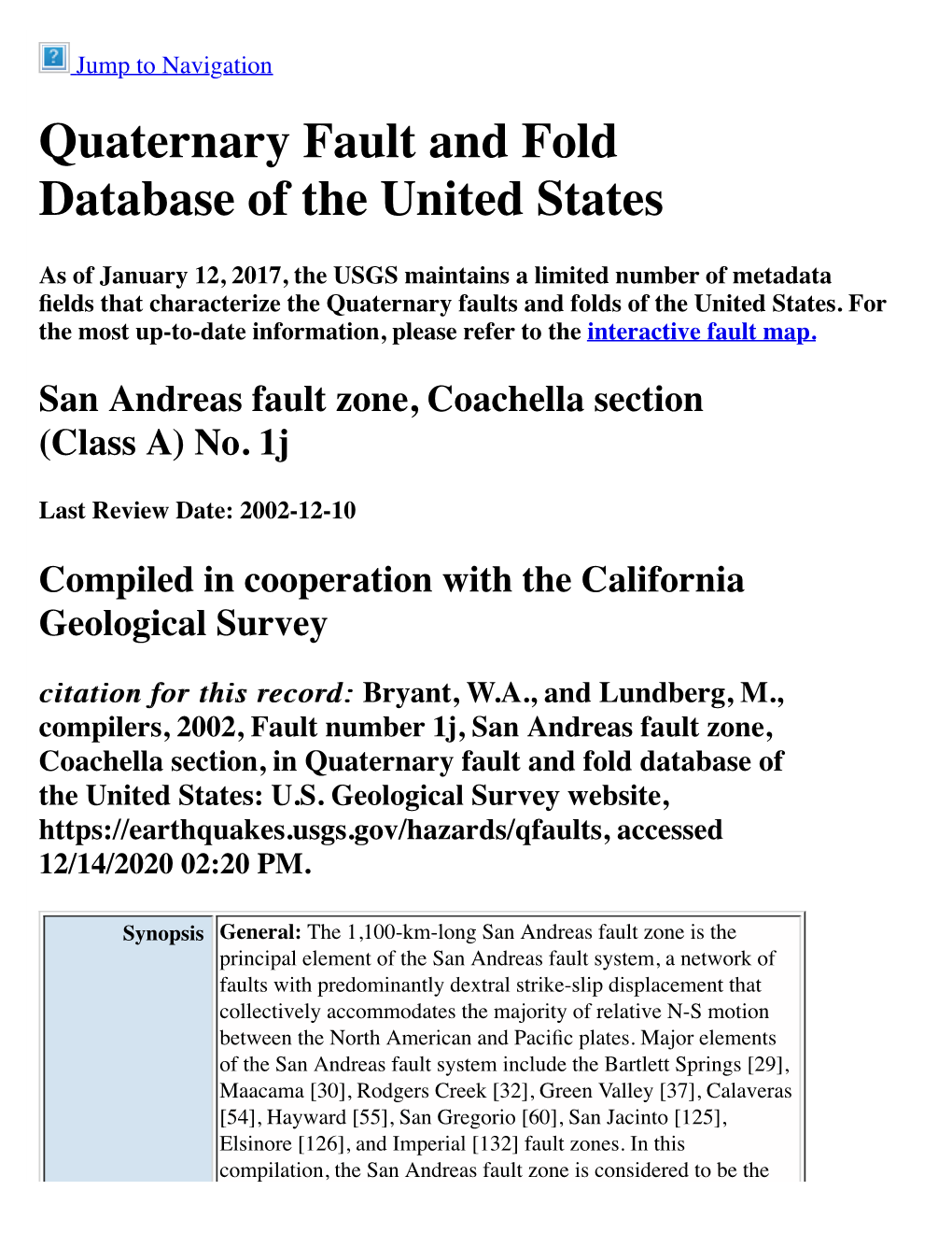 Quaternary Fault and Fold Database of the United States