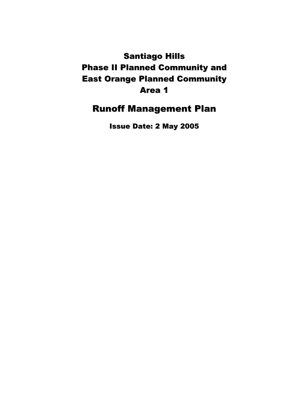 Runoff Management Plan