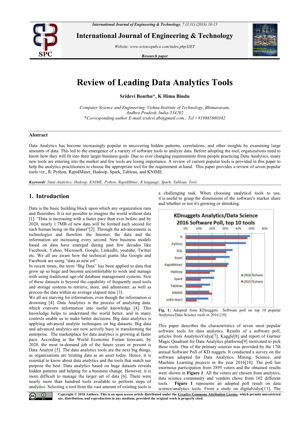 Review of Leading Data Analytics Tools