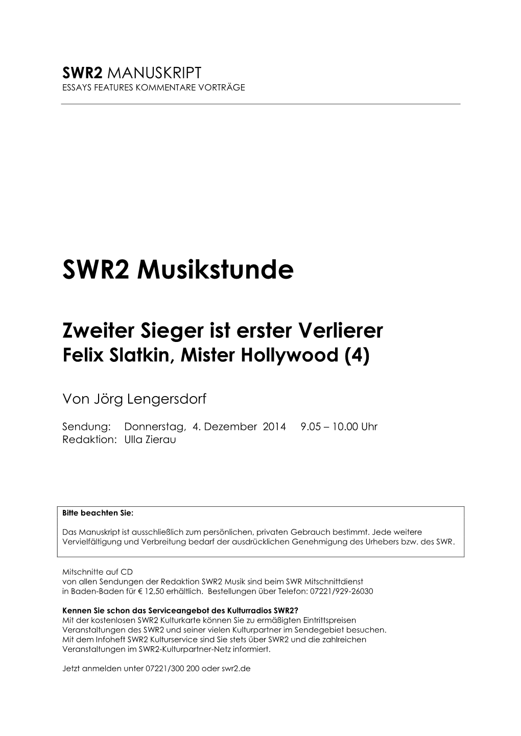 SWR2 Musikstunde