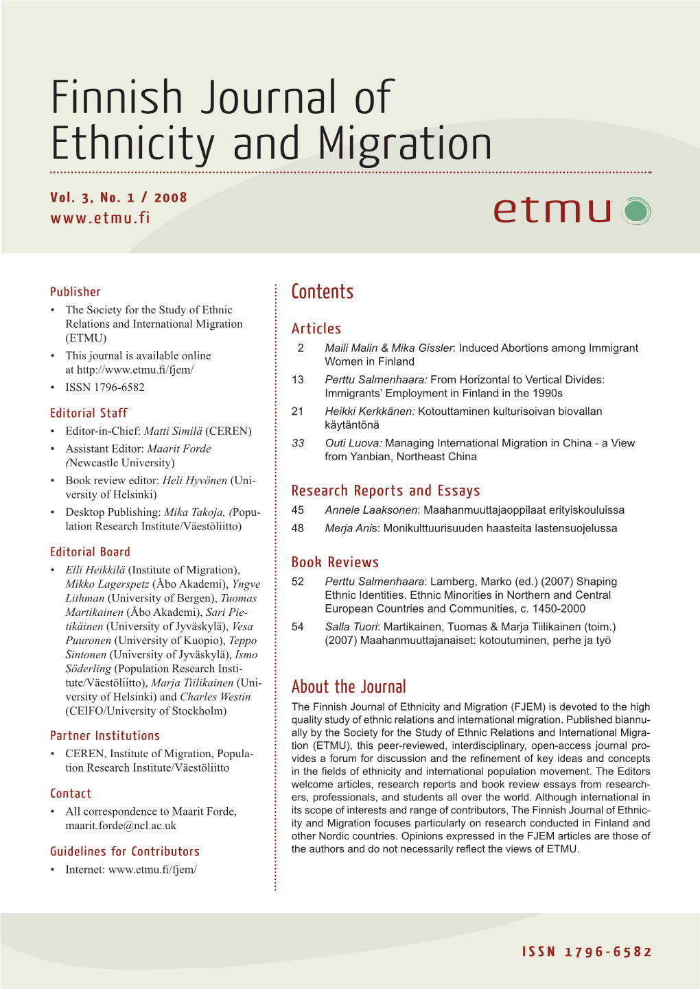 Finnish Journal of Ethnicity and Migration