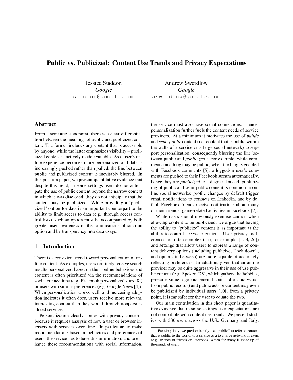 Public Vs. Publicized: Content Use Trends and Privacy Expectations