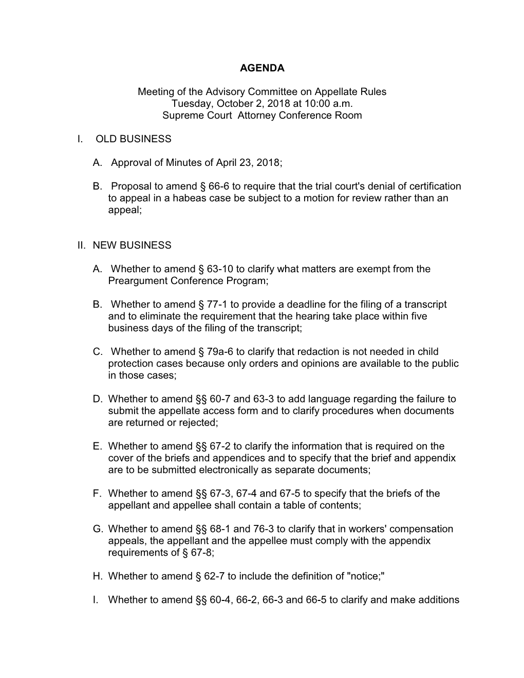 AGENDA Meeting of the Advisory Committee on Appellate Rules