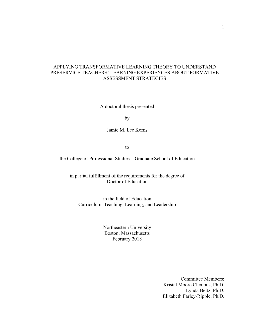 Applying Transformative Learning Theory to Understand Preservice Teachers’ Learning Experiences About Formative Assessment Strategies