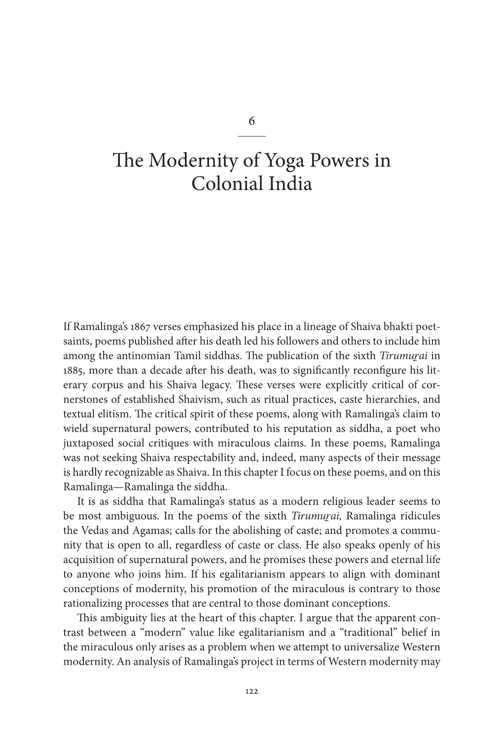 The Modernity of Yoga Powers in Colonial India