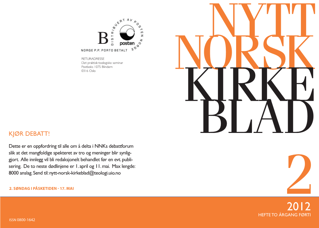 Nytt Norsk Kirkeblad Nr 2-2012