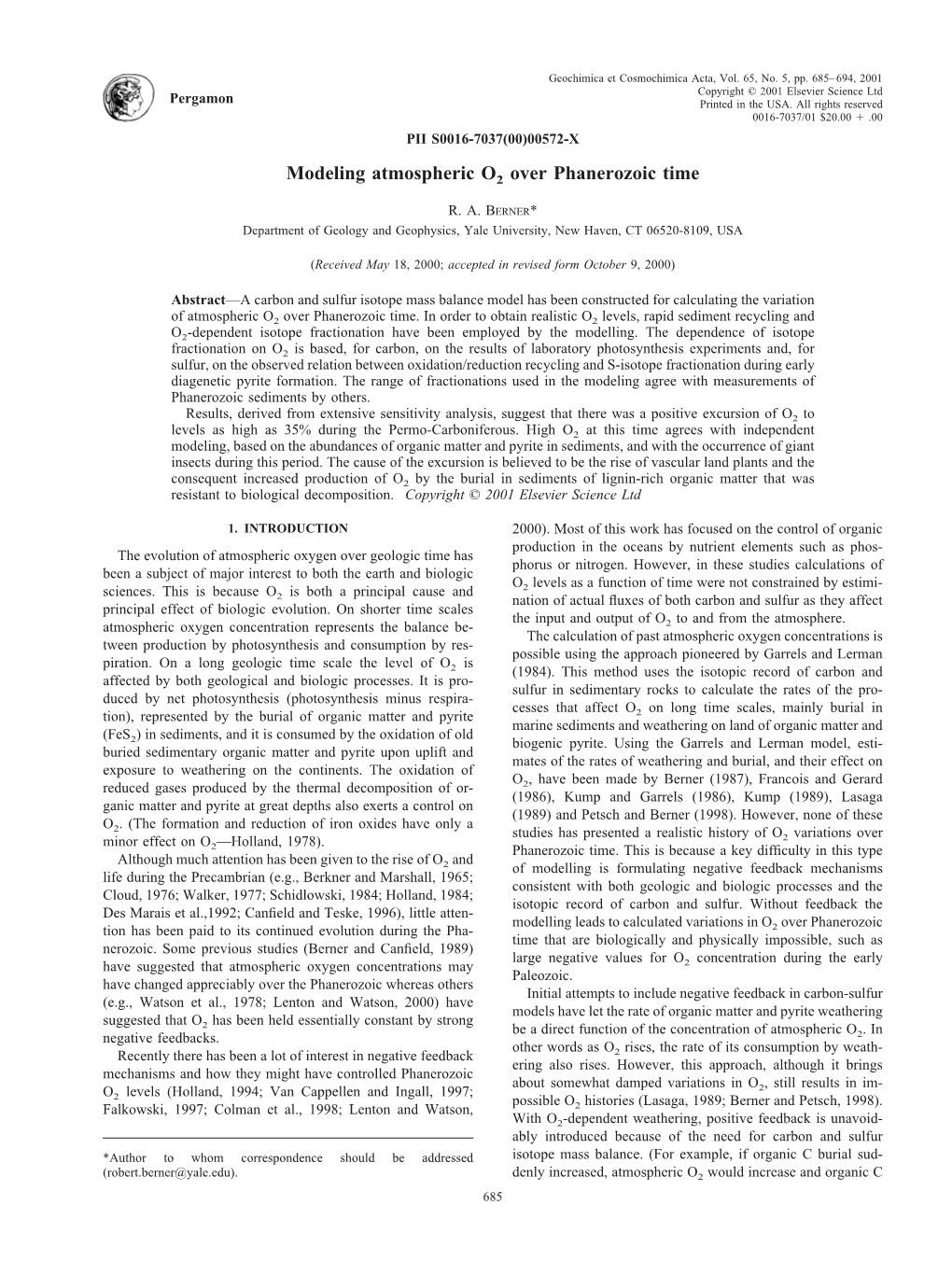 Modeling Atmospheric O2 Over Phanerozoic Time