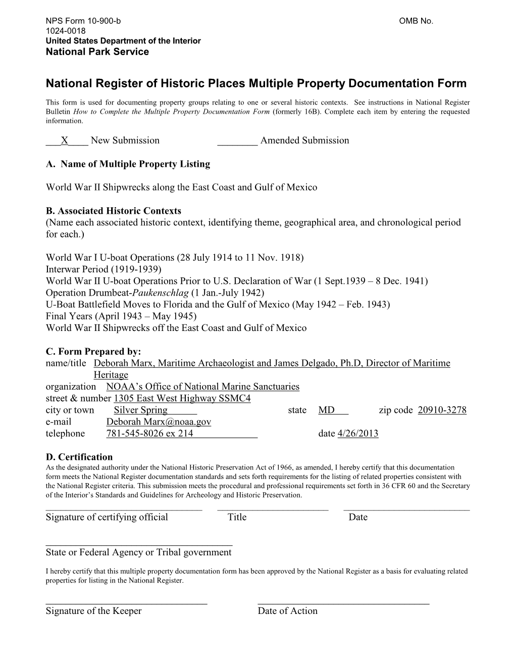 National Register of Historic Places Multiple Property Documentation Form