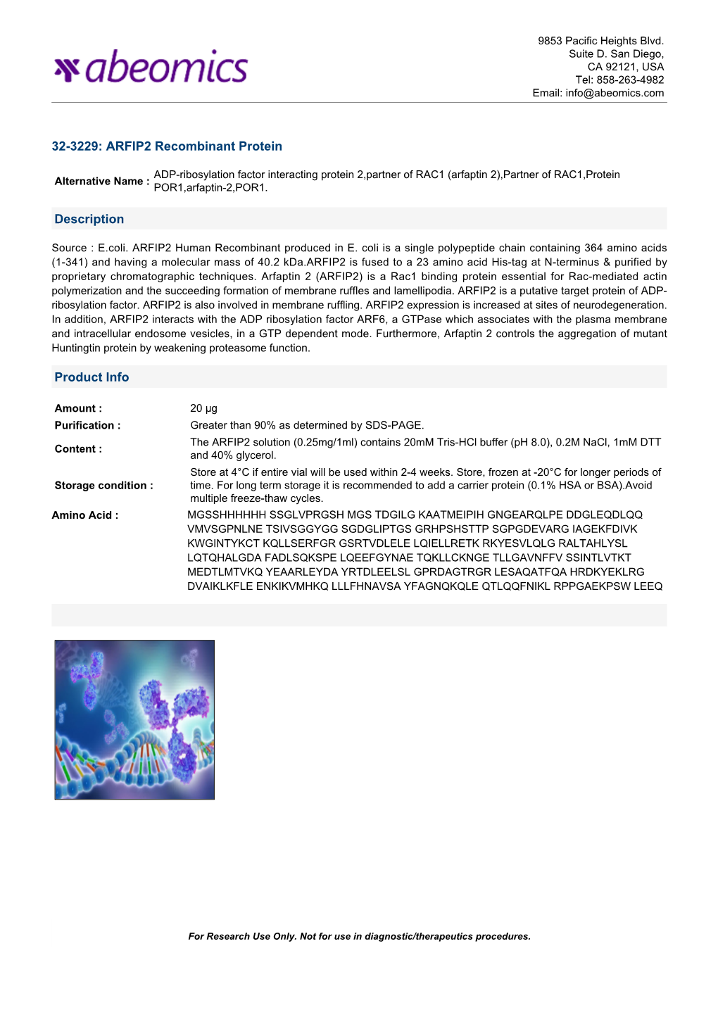 32-3229: ARFIP2 Recombinant Protein Description Product Info