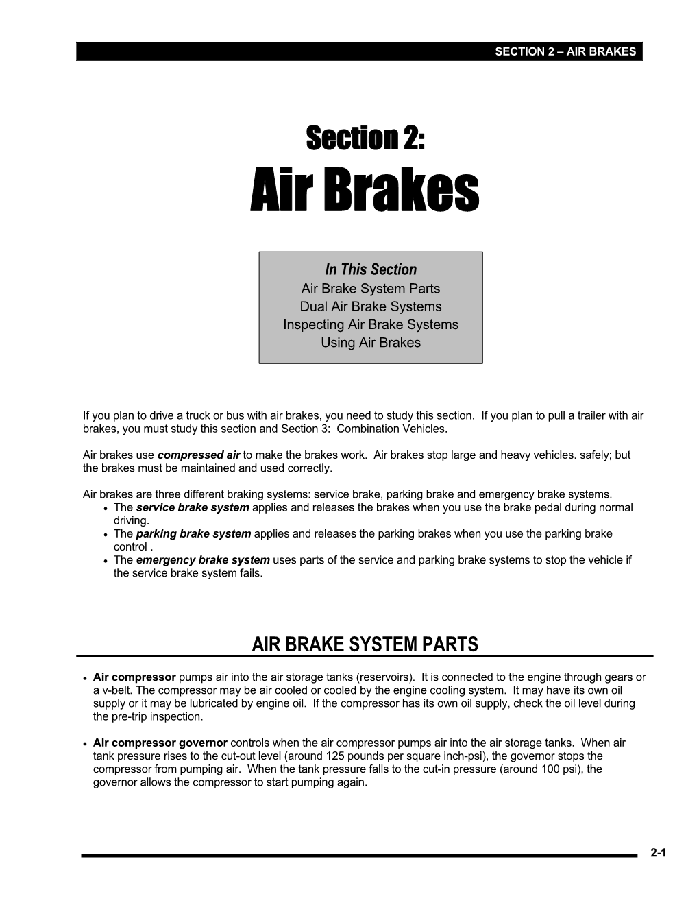 Section 2: Air Brakes