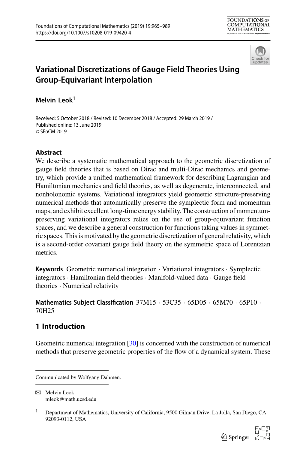 Variational Discretizations of Gauge Field Theories Using Group-Equivariant Interpolation