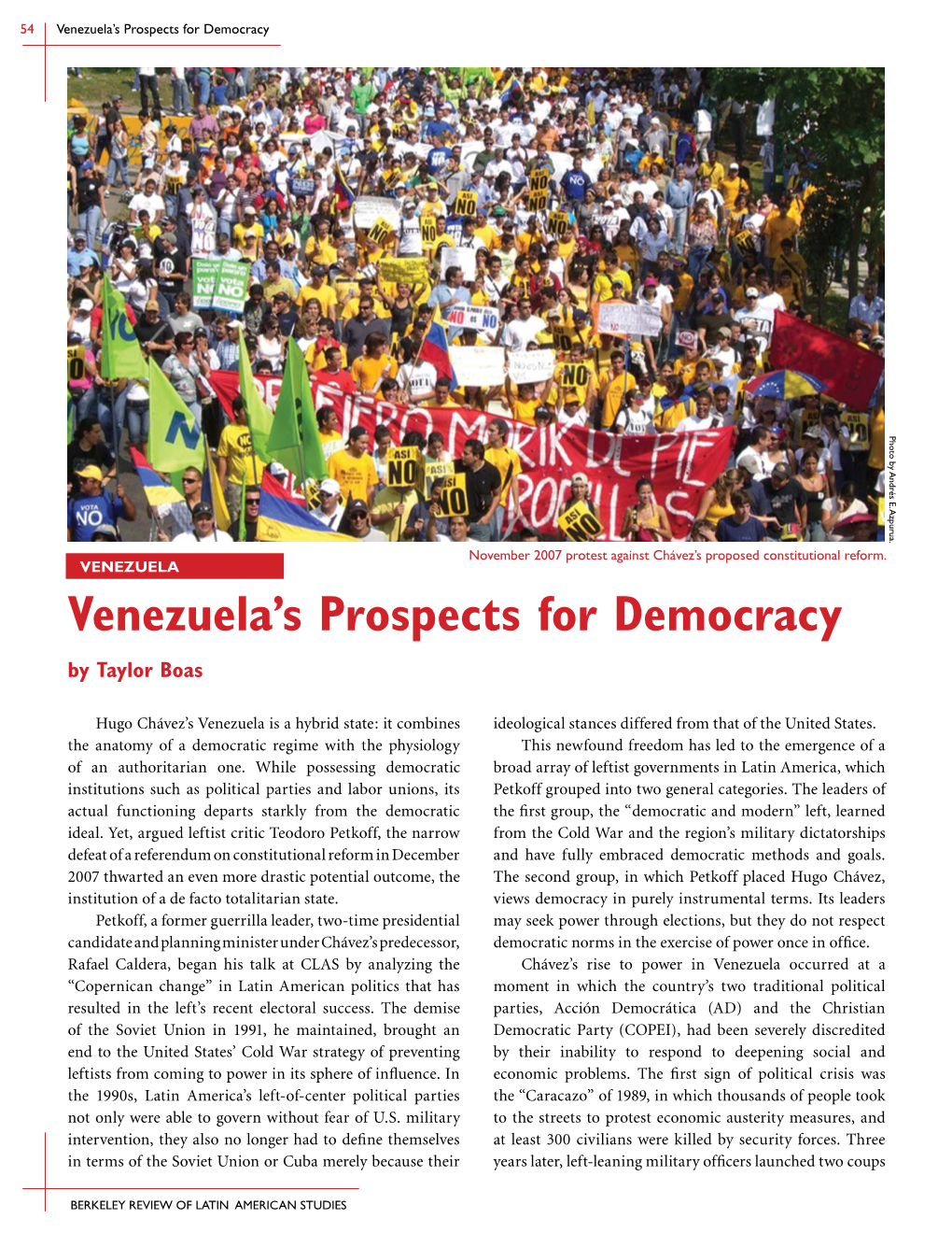 Venezuela's Prospects for Democracy