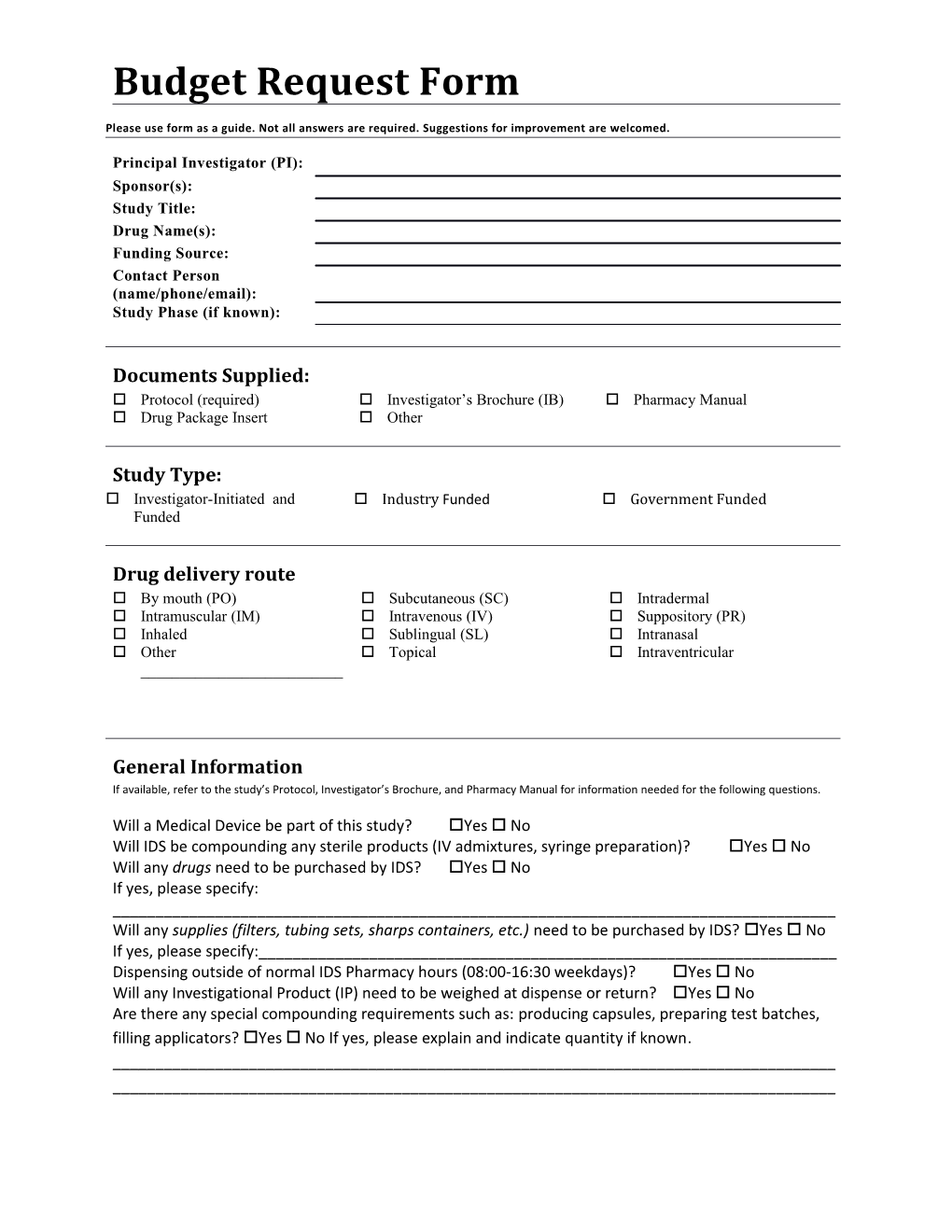 Budget Request Form