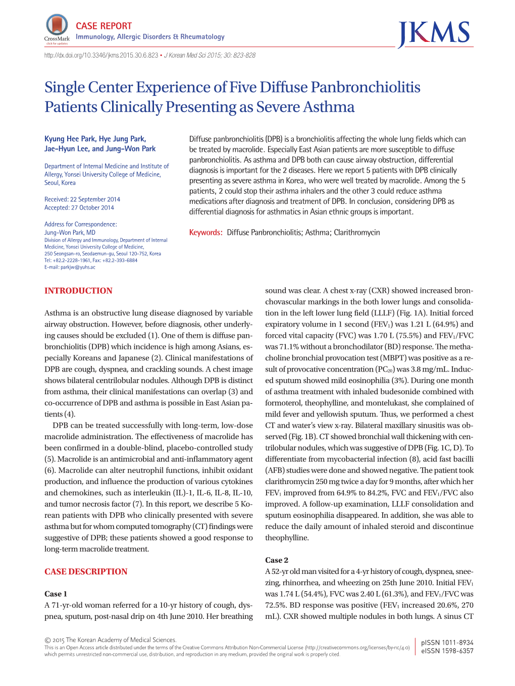 Single Center Experience of Five Diffuse Panbronchiolitis Patients Clinically Presenting As Severe Asthma