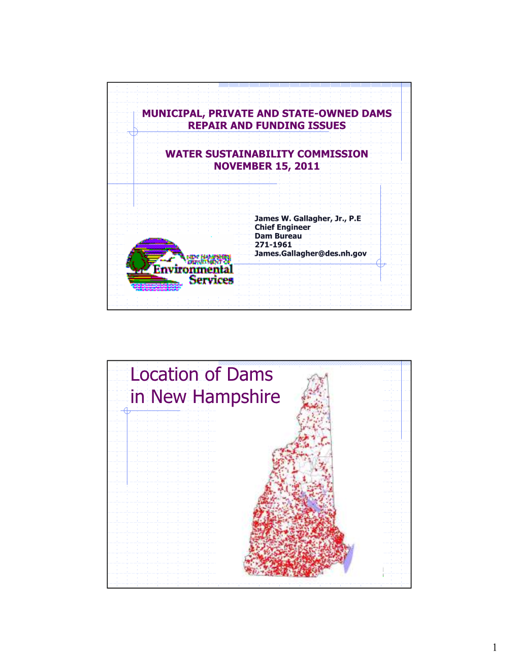 Location of Dams in New Hampshire