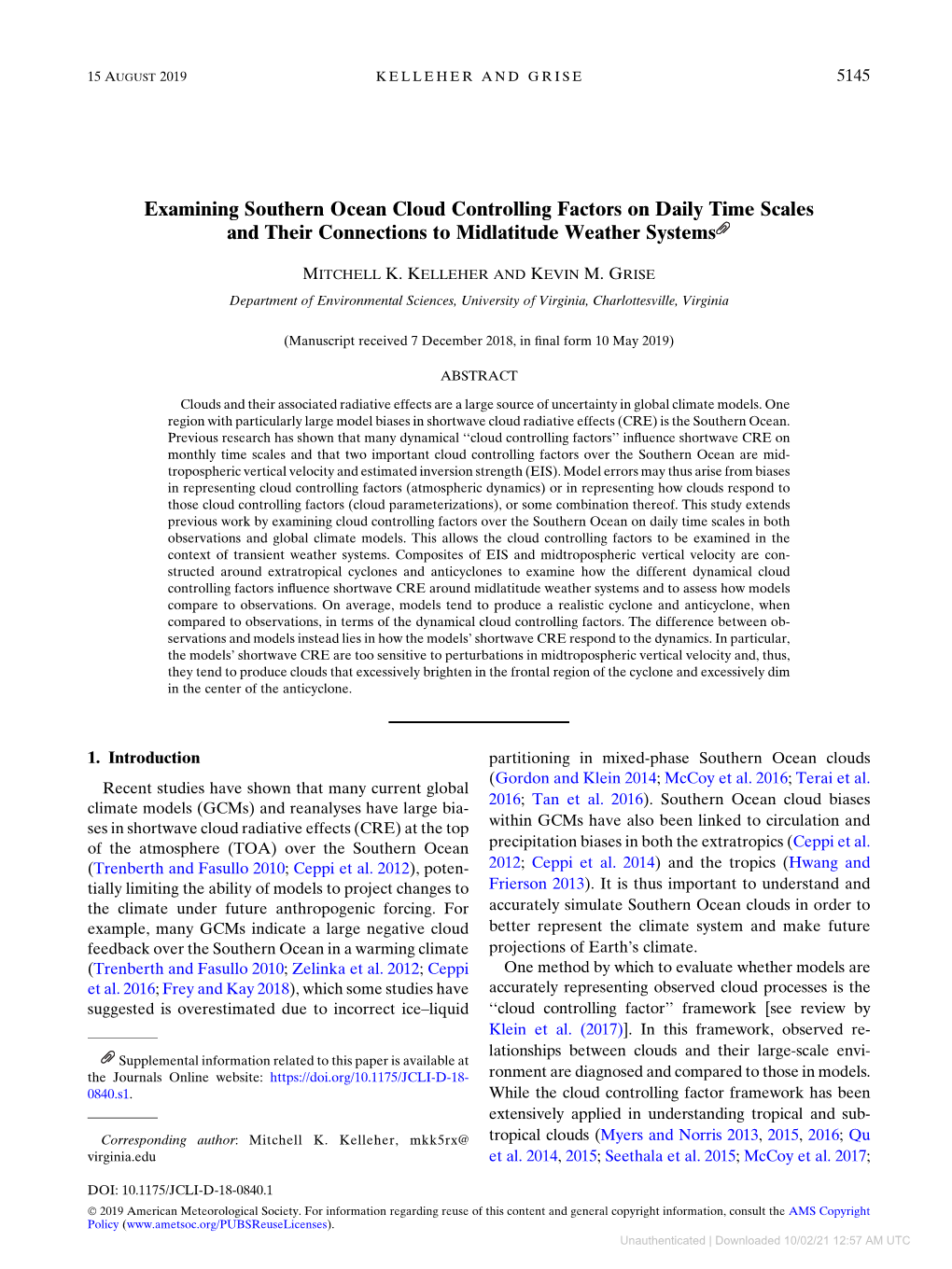 Downloaded 10/02/21 12:57 AM UTC 5146 JOURNAL of CLIMATE VOLUME 32