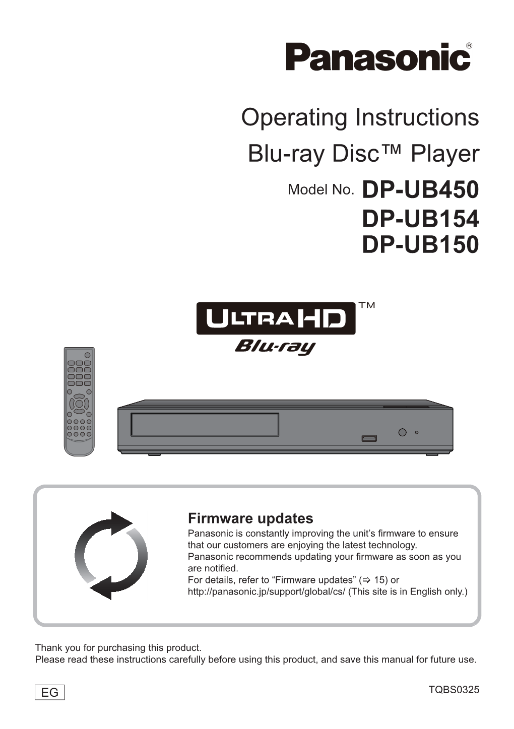 Operating Instructions Blu-Ray Disc™ Player DP-UB154 DP-UB150
