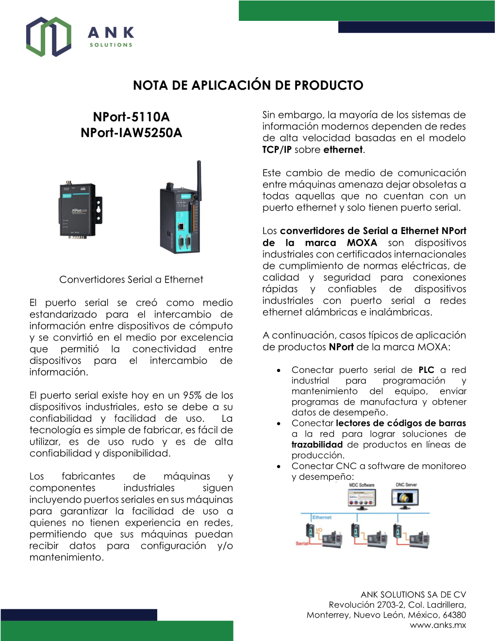 NOTA DE APLICACIÓN DE PRODUCTO Nport