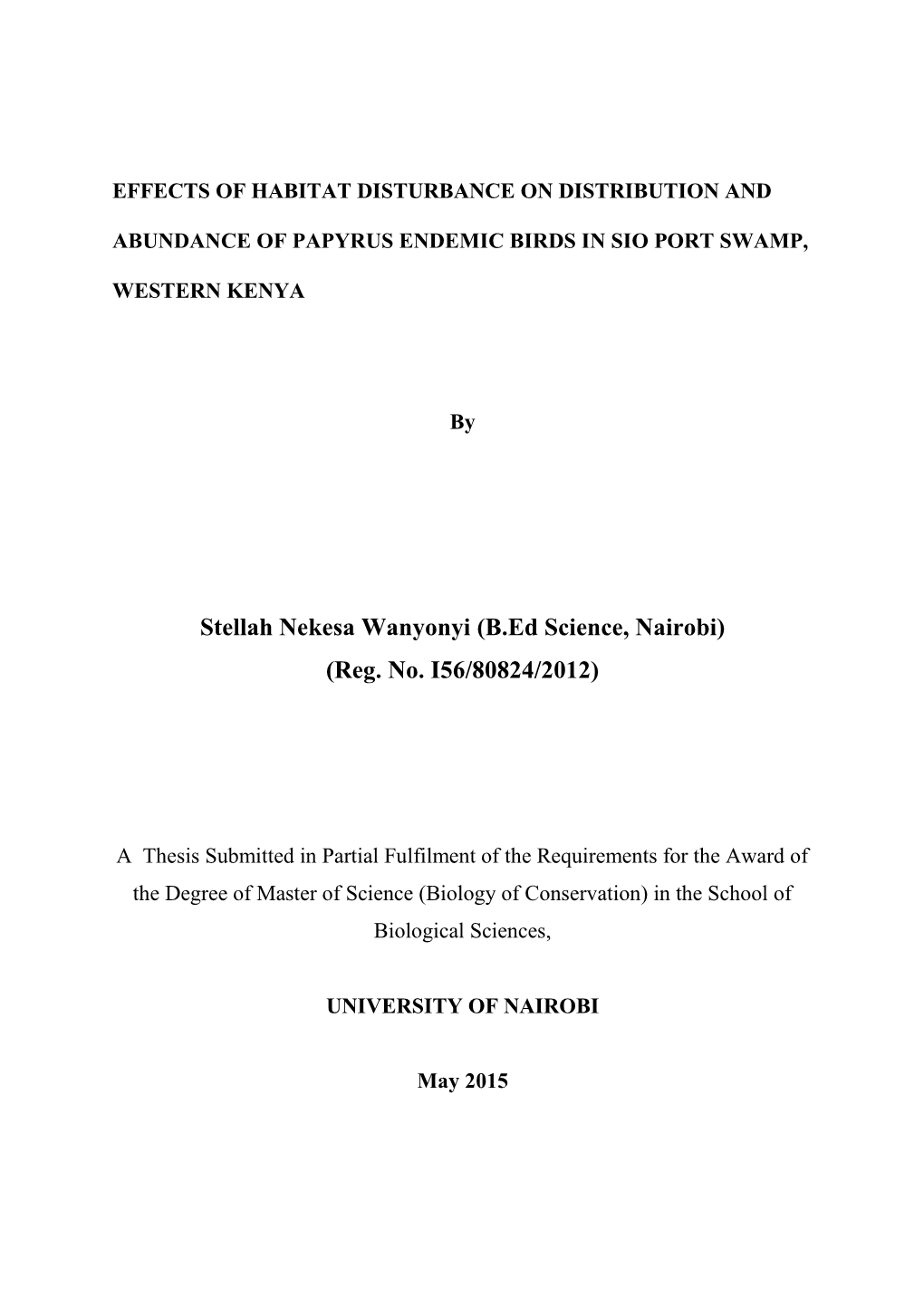 Effects of Habitat Disturbance on Distribution And