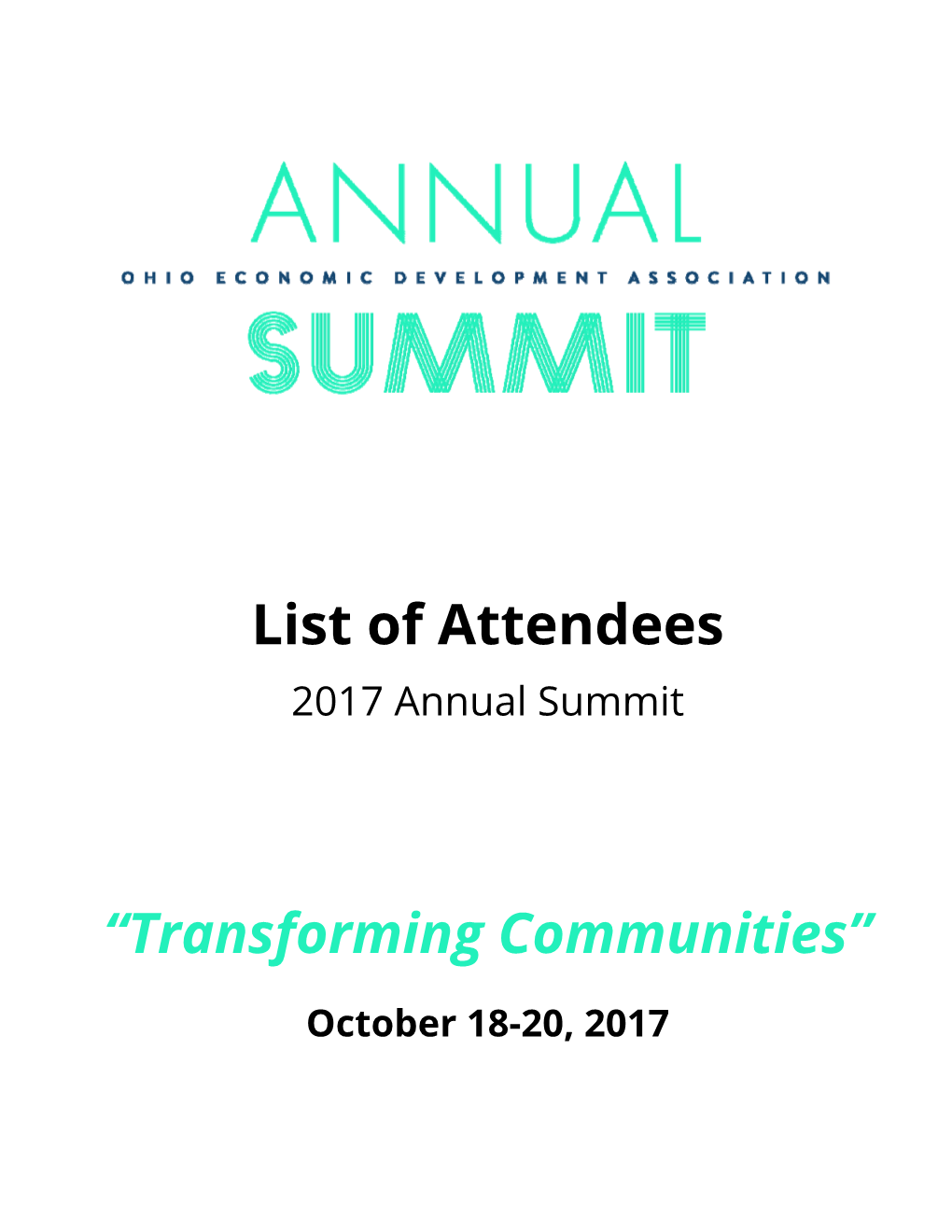 List of Attendees “Transforming Communities”