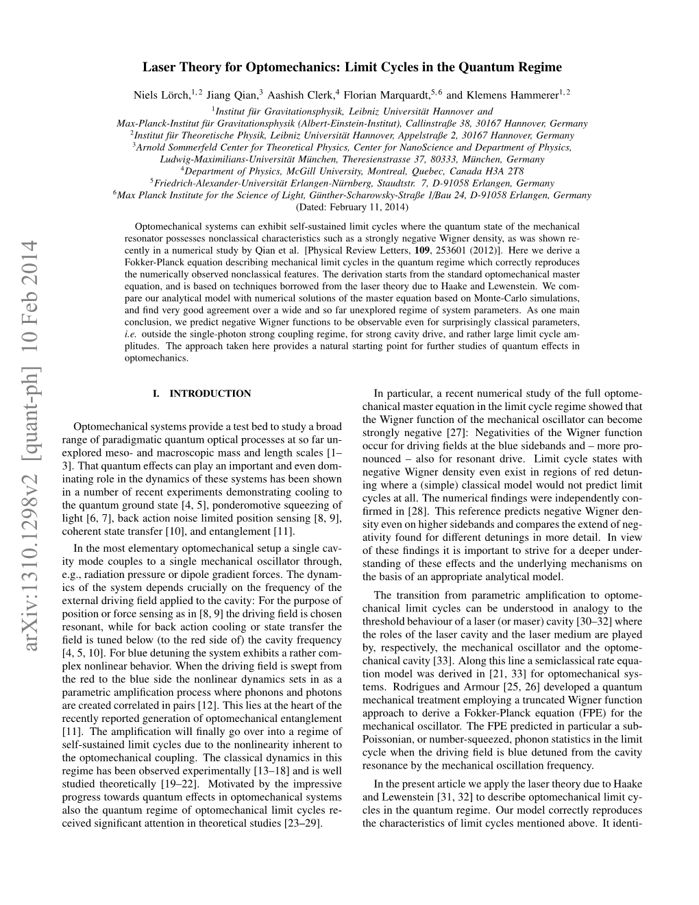 Arxiv:1310.1298V2 [Quant-Ph] 10 Feb 2014 [4, 5, 10]