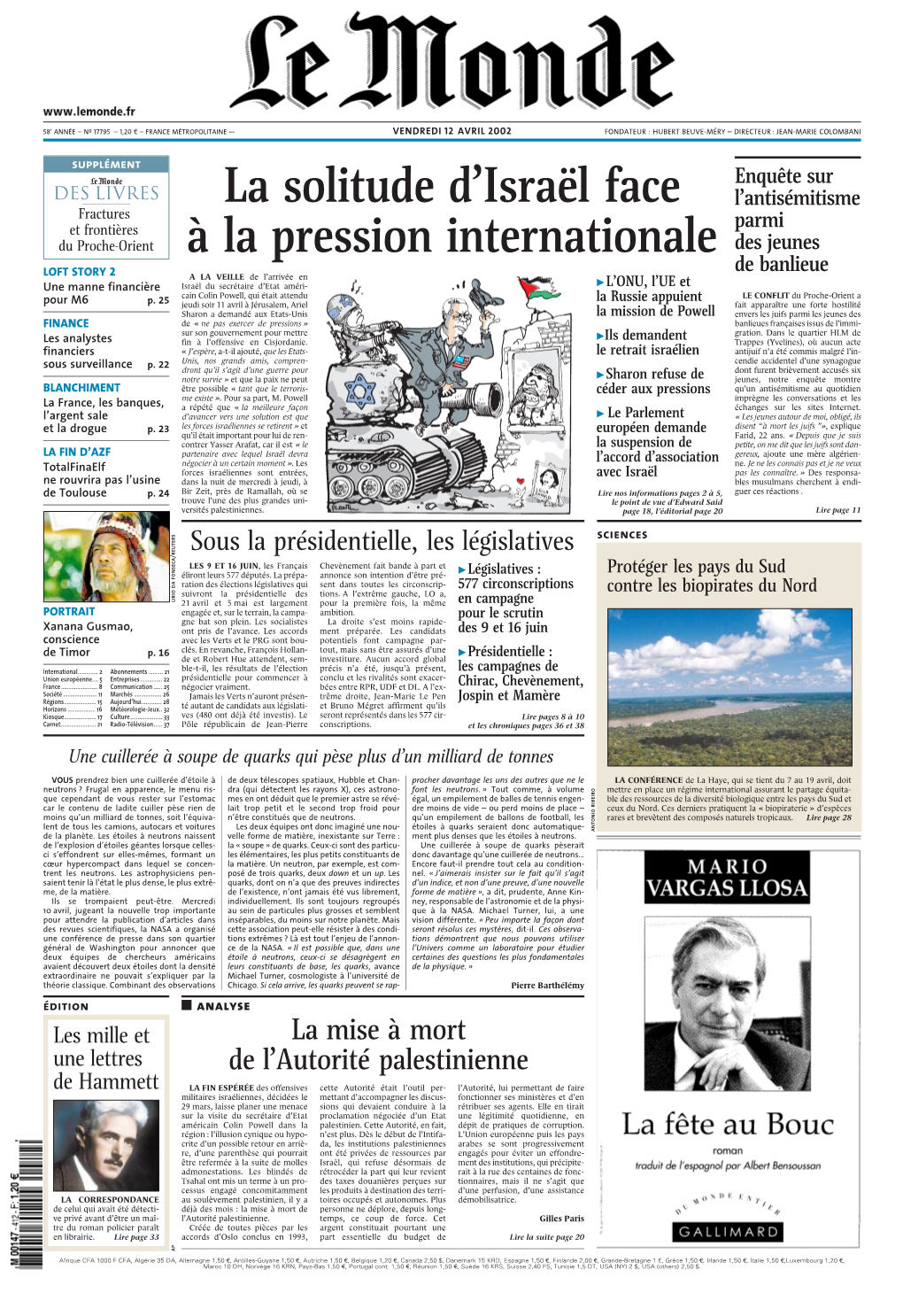 LE MONDE/PAGES<UNE>