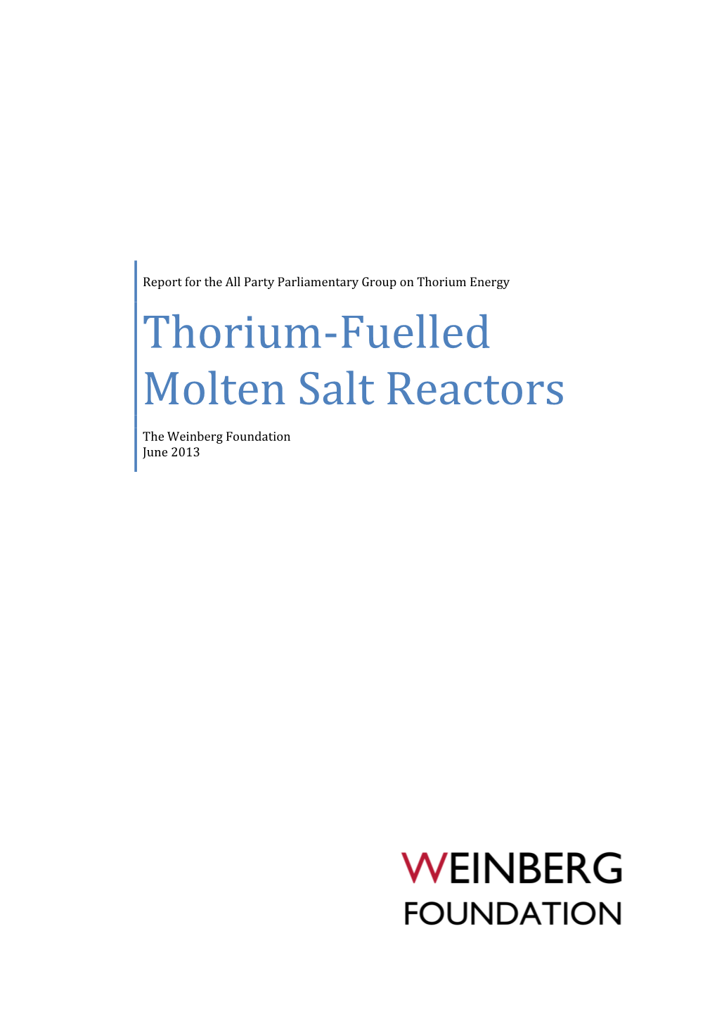 Thorium-Fuelled Molten Salt Reactors
