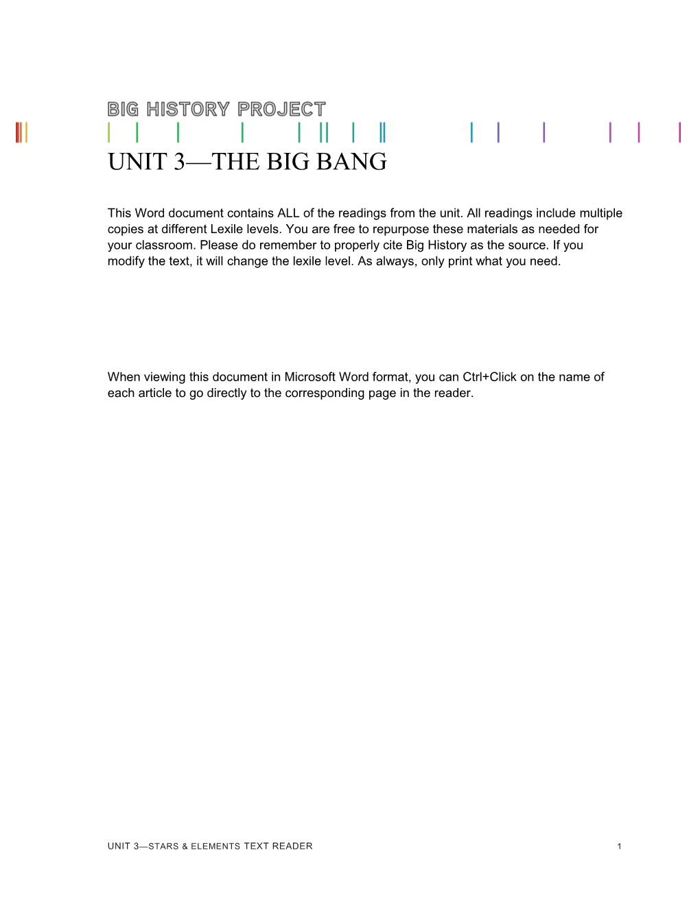 Unit 3 the BIG BANG