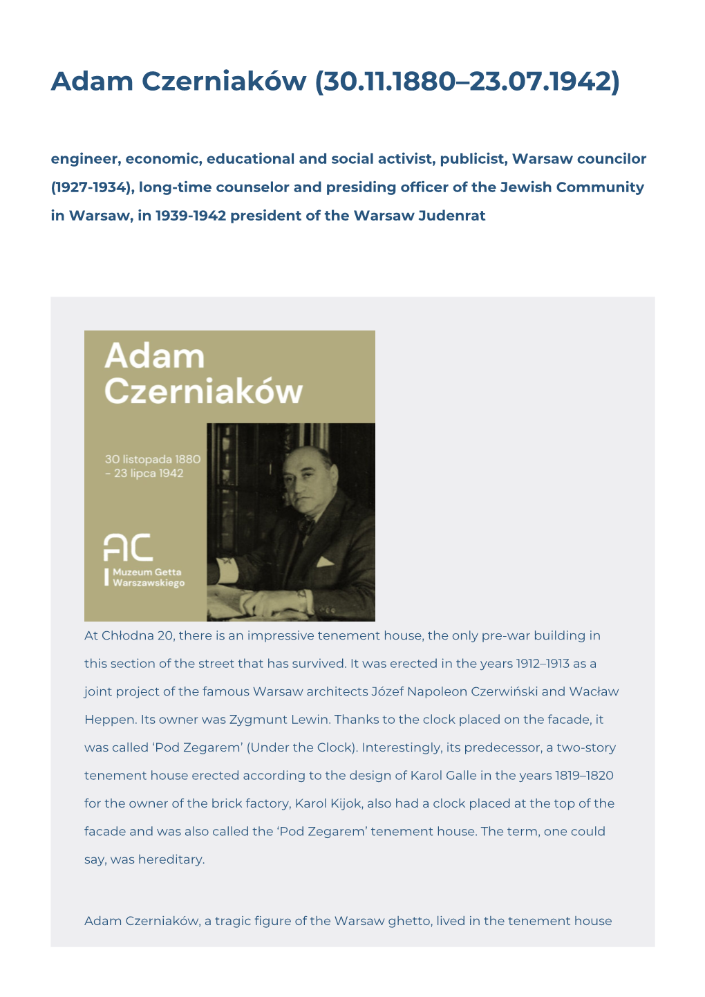 Adam Czerniaków (30.11.1880–23.07.1942)