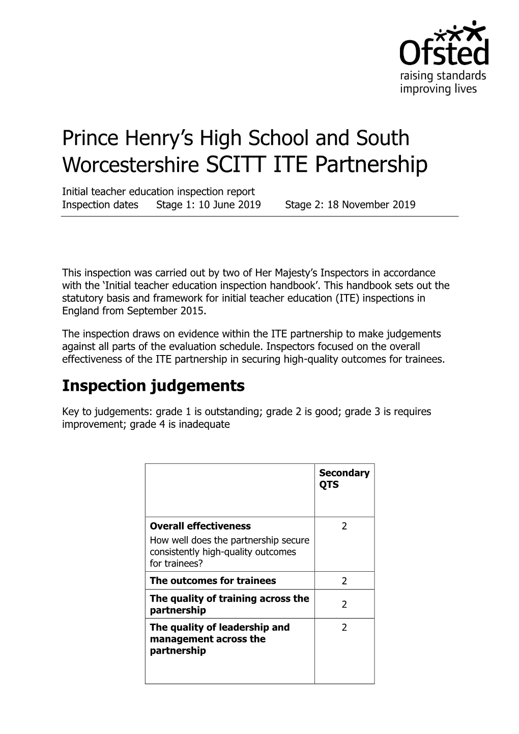 SCITT Ofsted Report