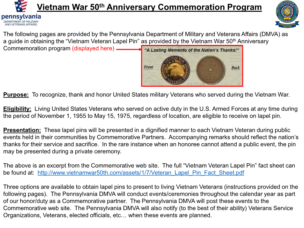 Vietnam War 50Th Anniversary Commemoration Program