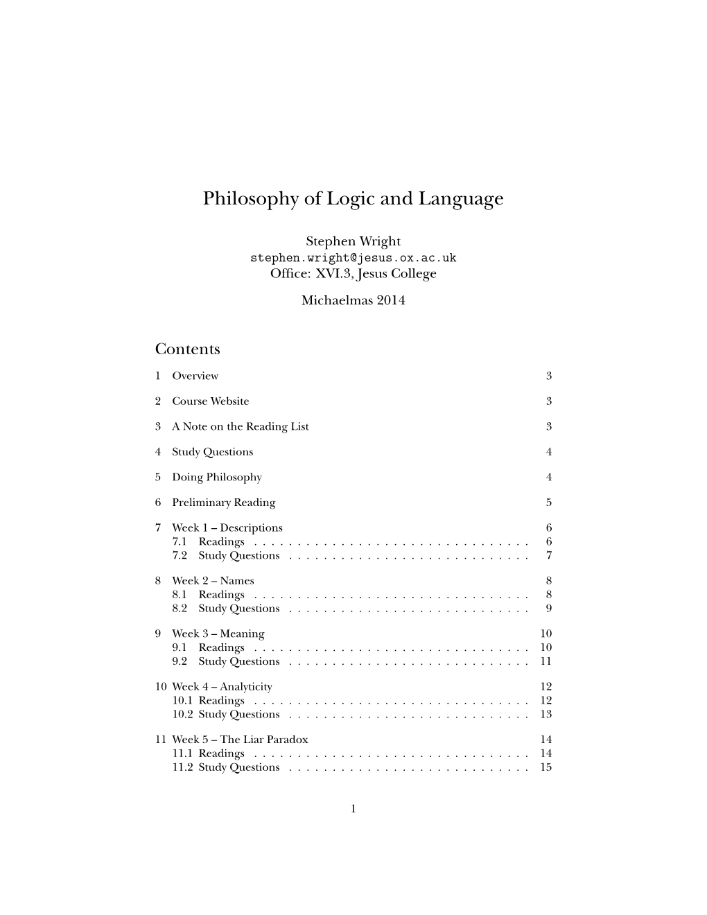 Philosophy of Logic and Language