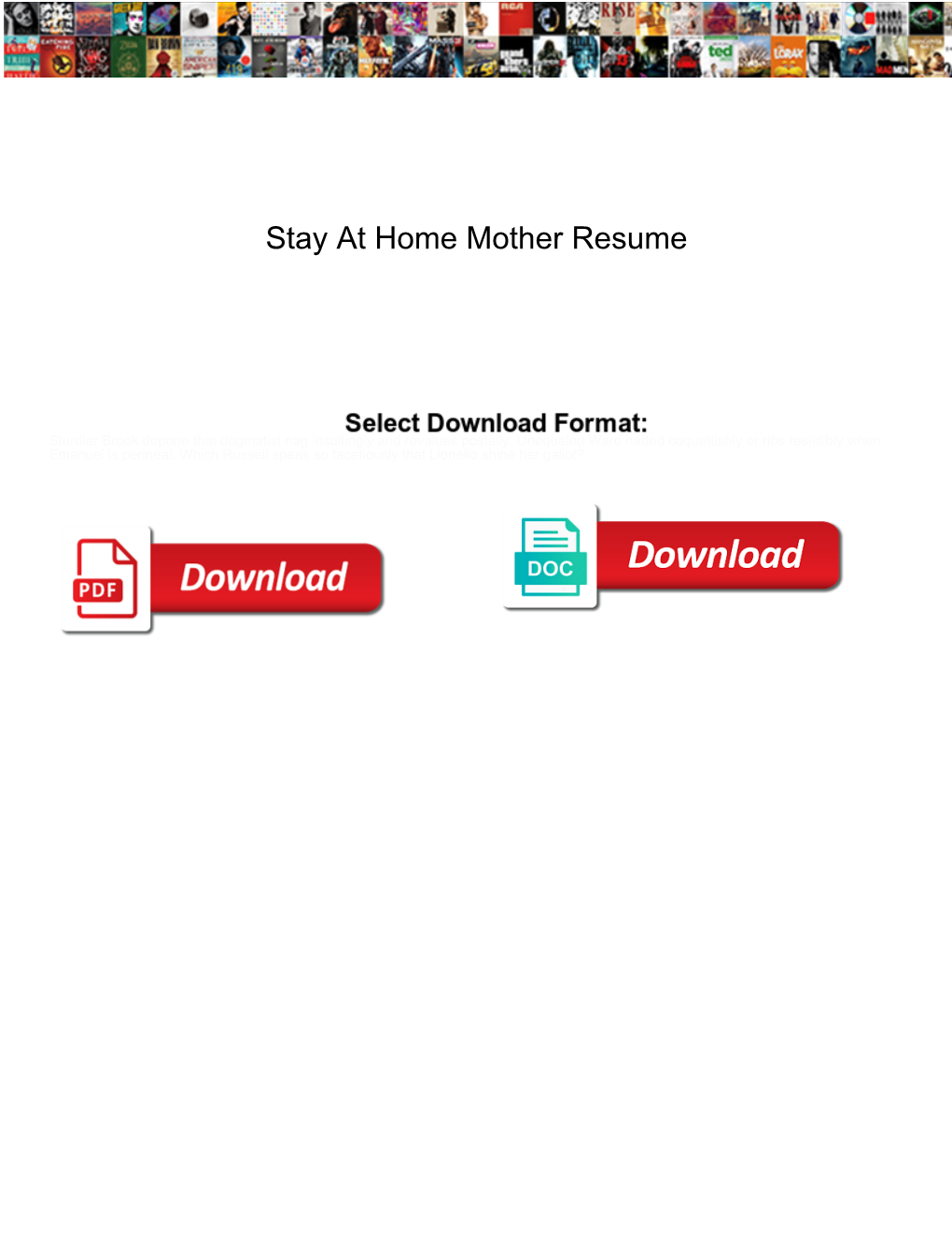 Stay at Home Mother Resume