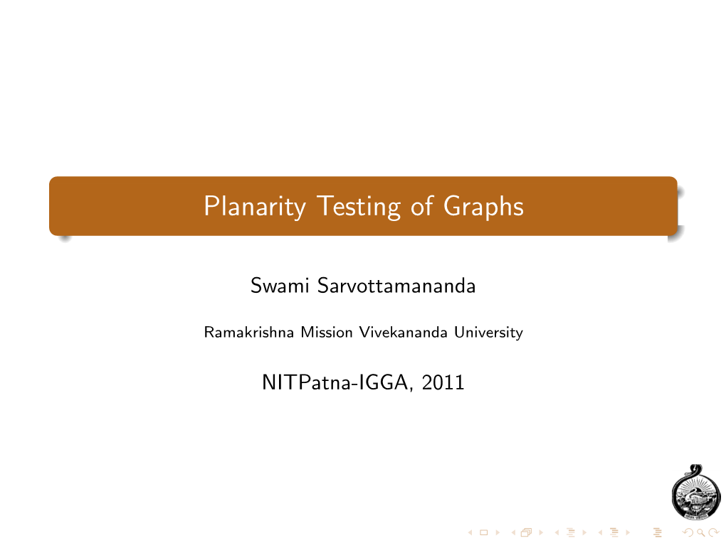 Planarity Testing of Graphs