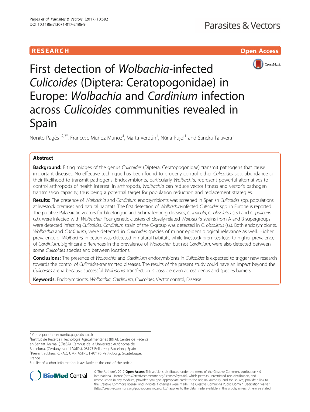 Wolbachia and Cardinium Infection Across