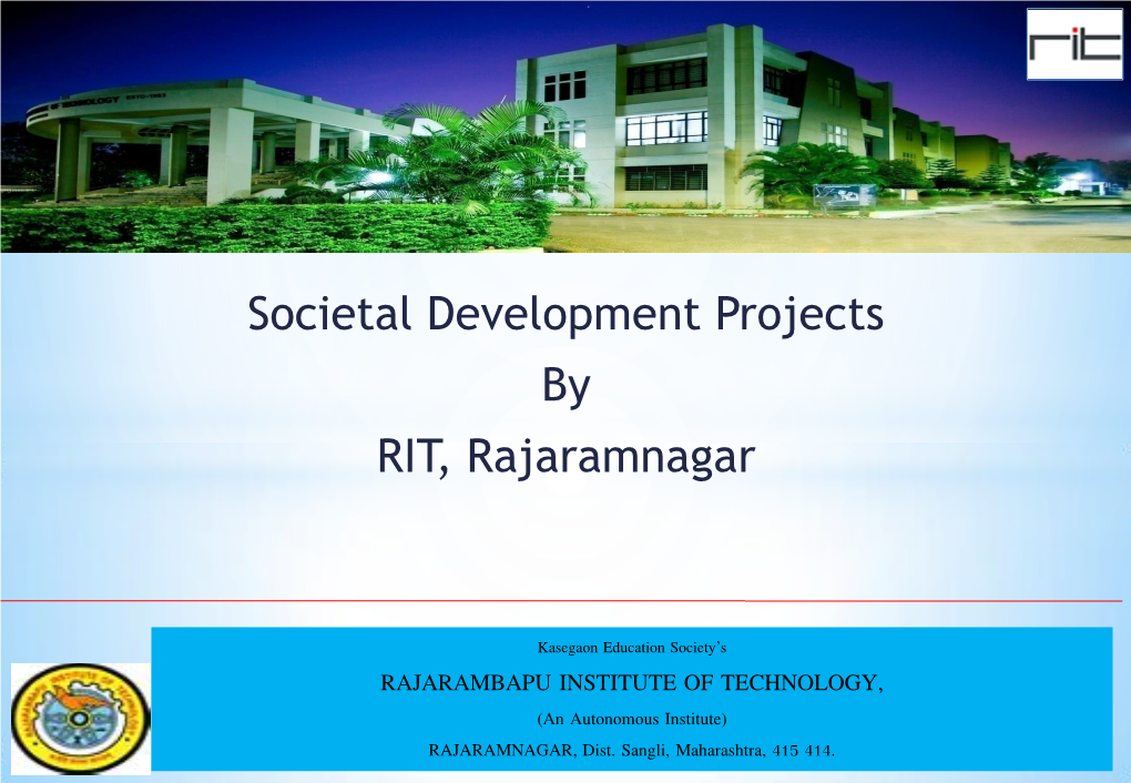 Societal Development Projects by RIT, Rajaramnagar