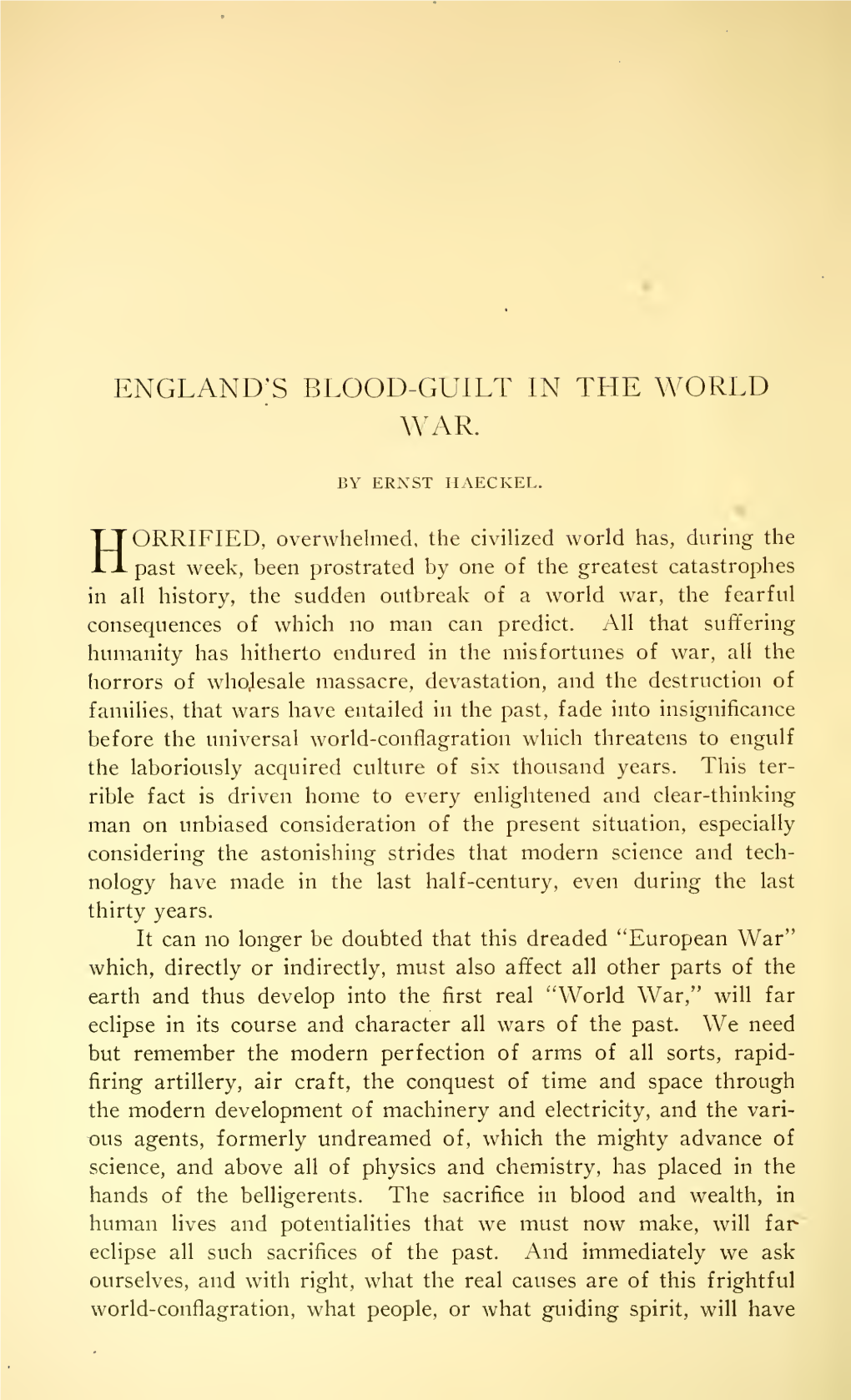 England's Blood-Guilt in the World War
