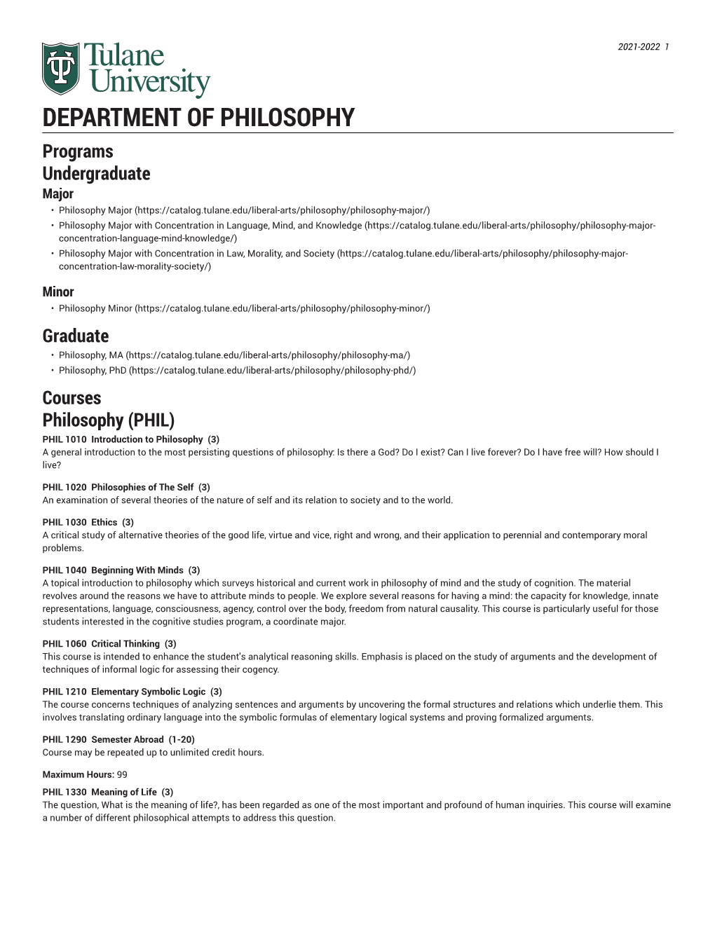 Department of Philosophy