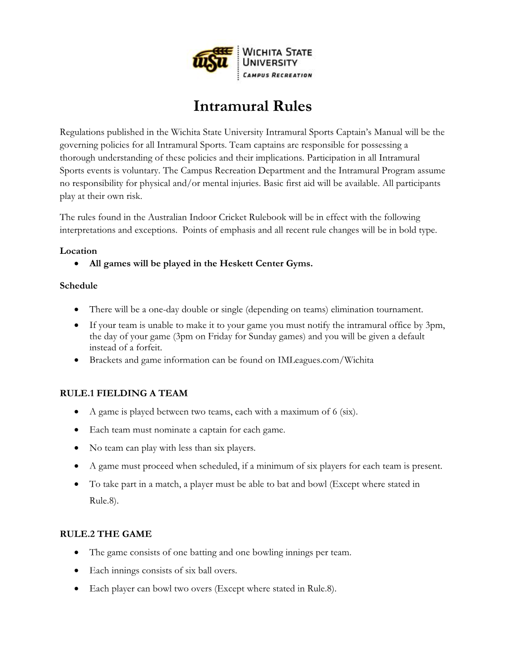 Intramural Rules