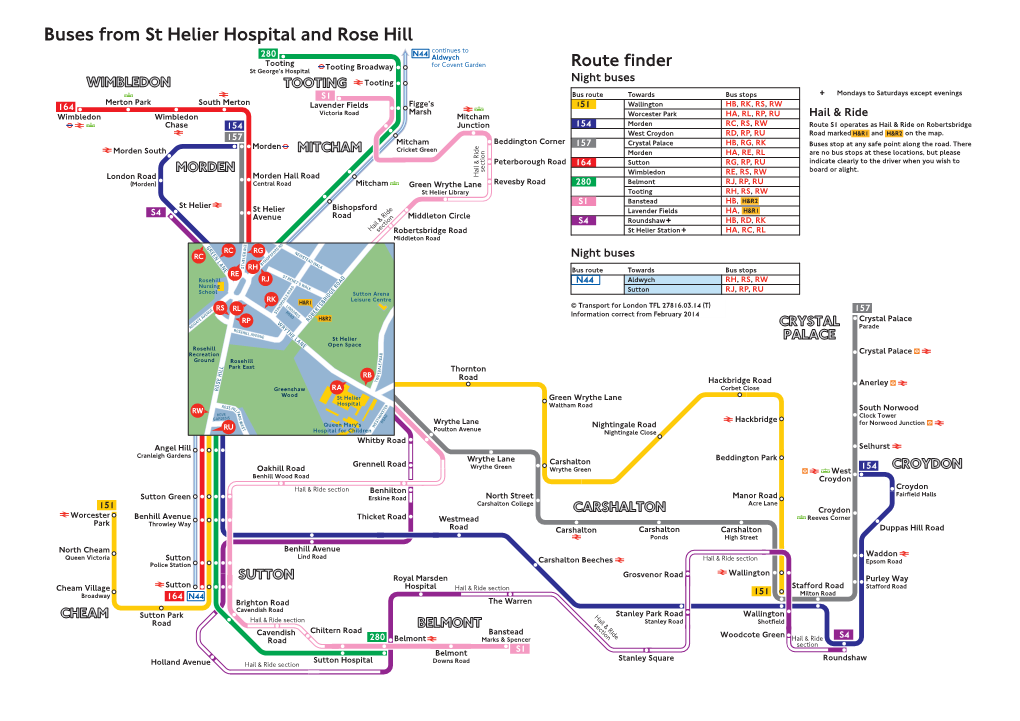 Buses from St Helier Hospital and Rose Hill