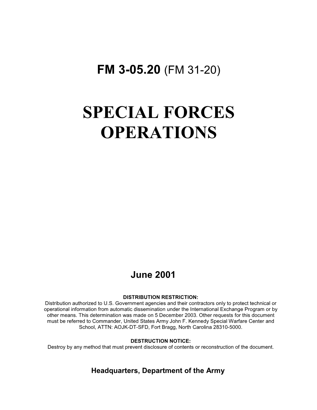 FM 3-05.20. Special Forces Operations