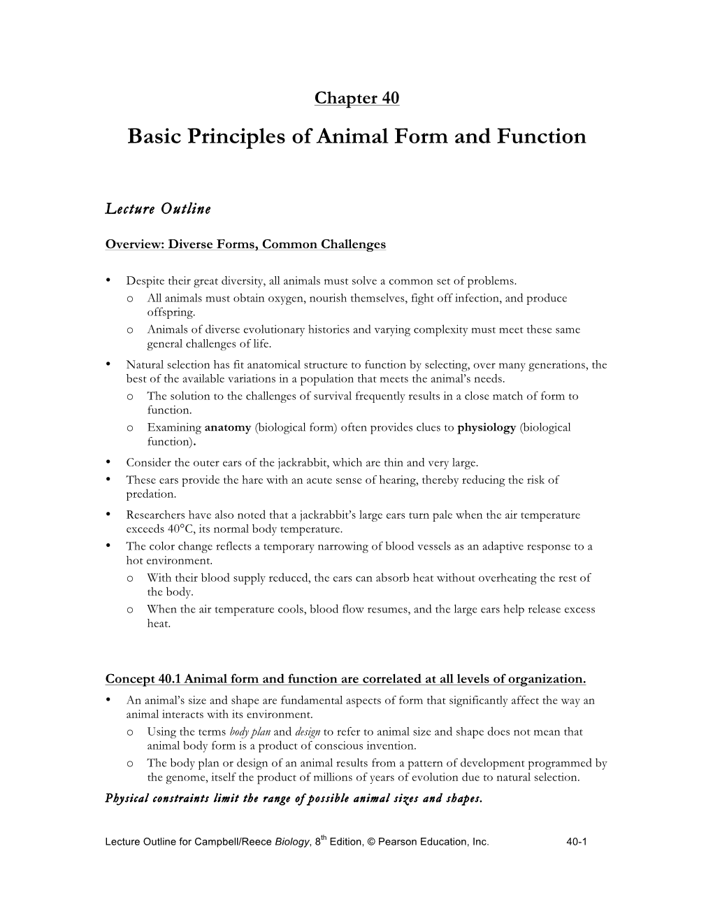 Basic Principles of Animal Form and Function