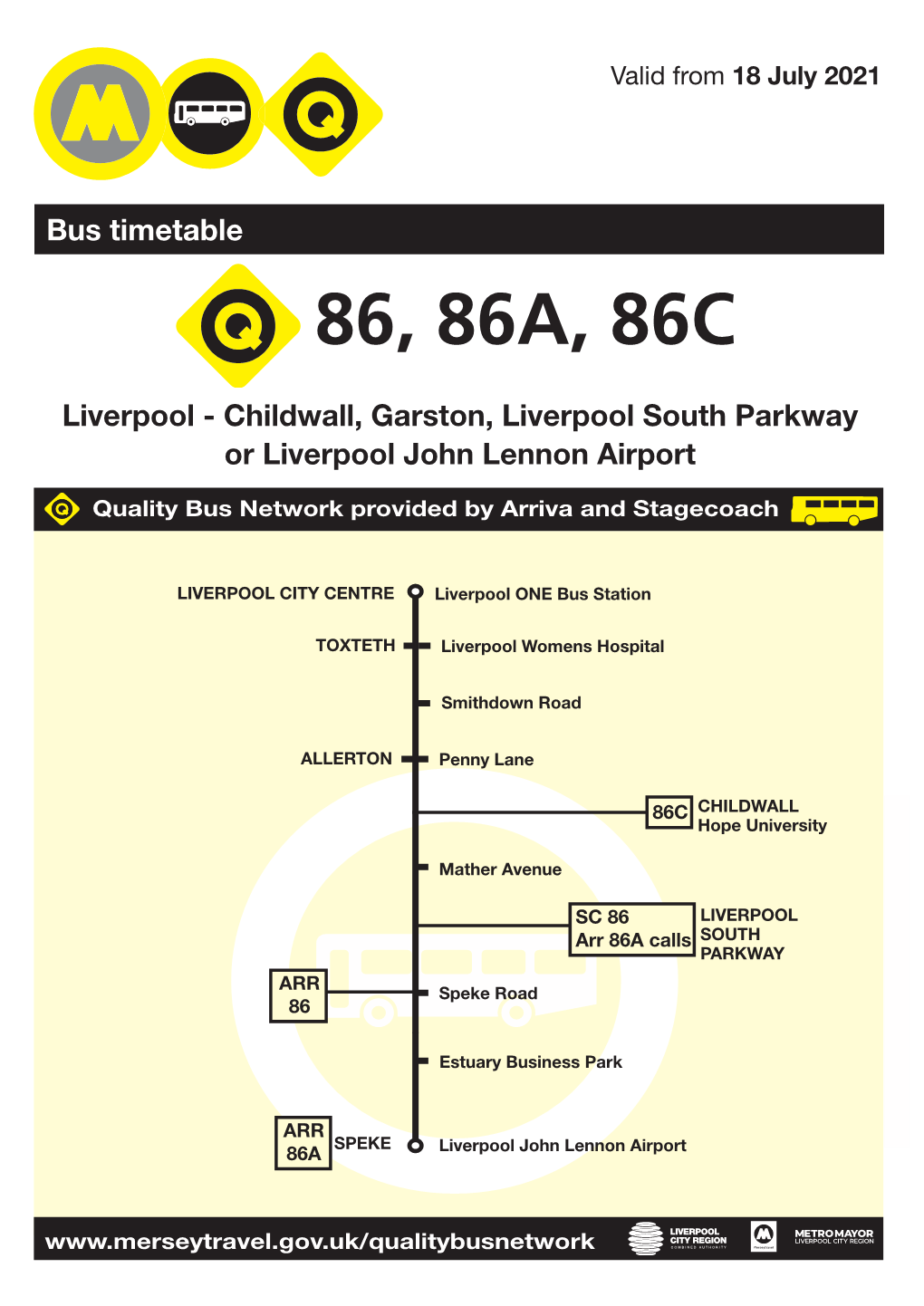 Bus Timetable 86, 86A, 86C