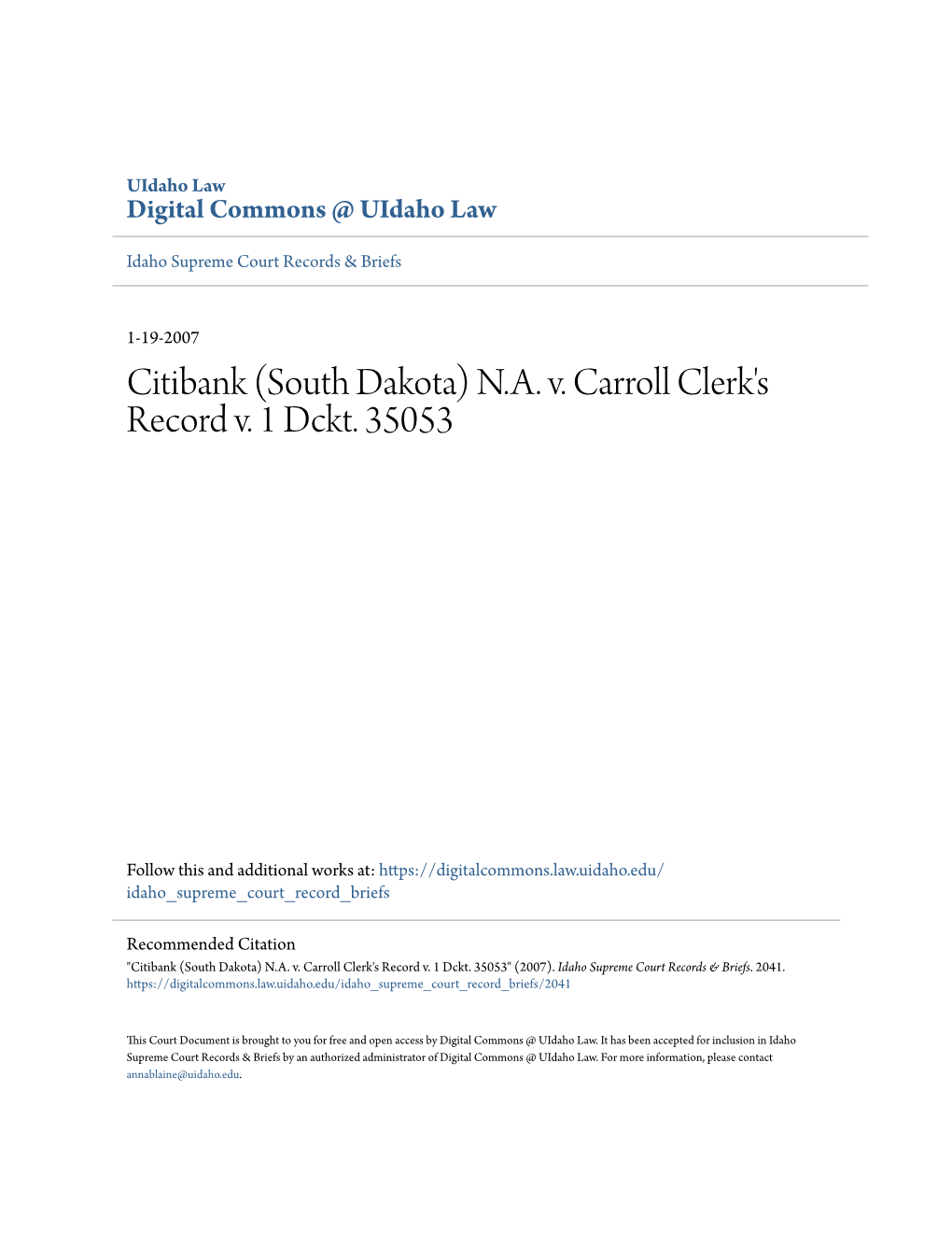 NA V. Carroll Clerk's Record V. 1 Dckt. 35053